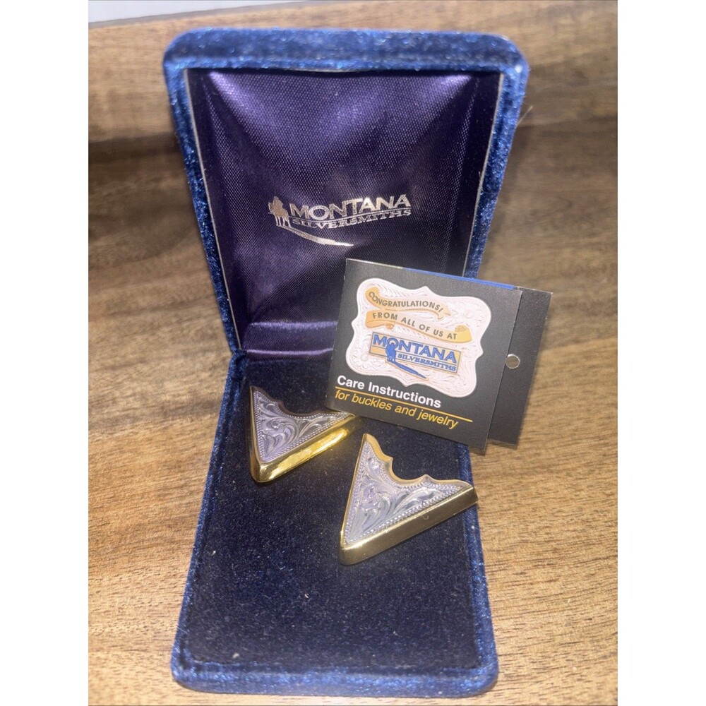 Vintage Montana Silversmith Gold And Silver Tone Collar Tips